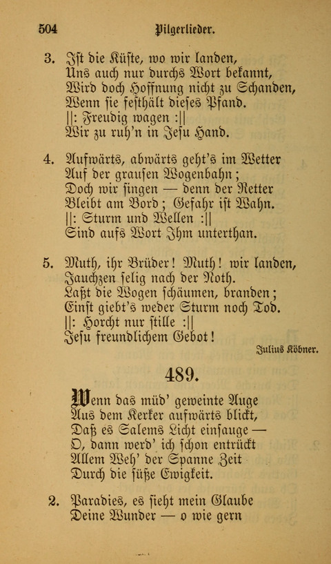 Die Glaubensharfe: Gesangbuch der deutschen Baptisten-Gemeinden. Herausgegeben auf Beschluß der Bundeskonferenz der Deutchen Baptisten-Gemeinden von America page 504