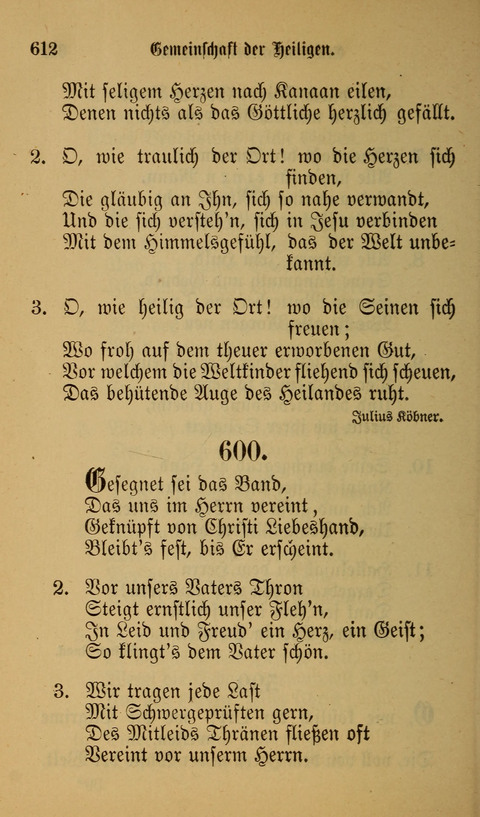 Die Glaubensharfe: Gesangbuch der deutschen Baptisten-Gemeinden. Herausgegeben auf Beschluß der Bundeskonferenz der Deutchen Baptisten-Gemeinden von America page 612