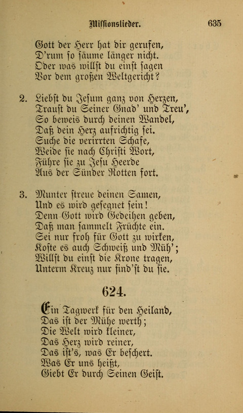 Die Glaubensharfe: Gesangbuch der deutschen Baptisten-Gemeinden. Herausgegeben auf Beschluß der Bundeskonferenz der Deutchen Baptisten-Gemeinden von America page 635