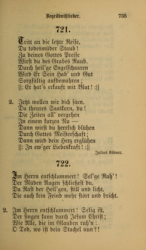 Die Glaubensharfe: Gesangbuch der deutschen Baptisten-Gemeinden. Herausgegeben auf Beschluß der Bundeskonferenz der Deutchen Baptisten-Gemeinden von America page 735