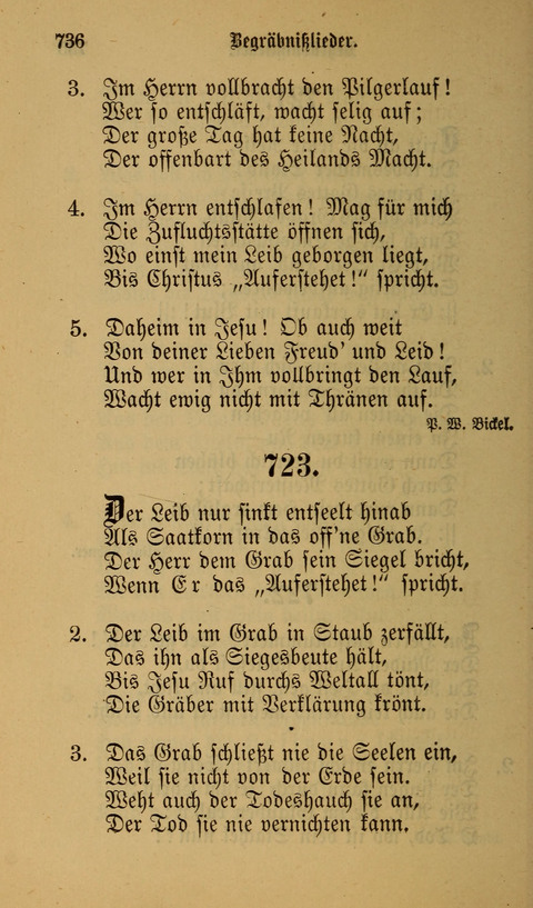 Die Glaubensharfe: Gesangbuch der deutschen Baptisten-Gemeinden. Herausgegeben auf Beschluß der Bundeskonferenz der Deutchen Baptisten-Gemeinden von America page 736