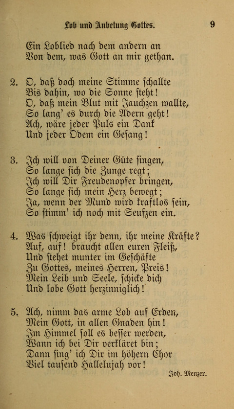 Die Glaubensharfe: Gesangbuch der deutschen Baptisten-Gemeinden. Herausgegeben auf Beschluß der Bundeskonferenz der Deutchen Baptisten-Gemeinden von America page 9