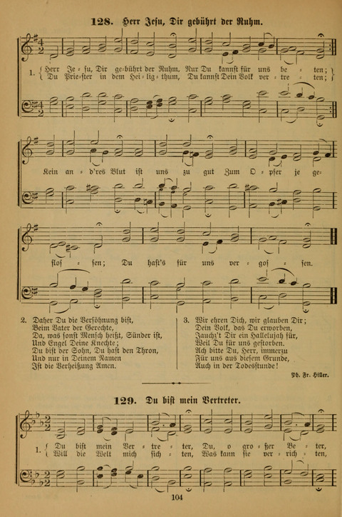 Die Glaubensharfe (With Melodies): Gesangbuch der deutschen Baptisten-Gemeinden. Herausgegeben auf Beschluß der Bundeskonferenz der Deutchen Baptisten-Gemeinden von America (2. ed) page 104