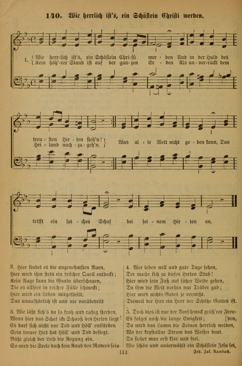 Die Glaubensharfe (With Melodies): Gesangbuch der deutschen Baptisten-Gemeinden. Herausgegeben auf Beschluß der Bundeskonferenz der Deutchen Baptisten-Gemeinden von America (2. ed) page 112