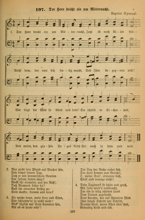 Die Glaubensharfe (With Melodies): Gesangbuch der deutschen Baptisten-Gemeinden. Herausgegeben auf Beschluß der Bundeskonferenz der Deutchen Baptisten-Gemeinden von America (2. ed) page 157