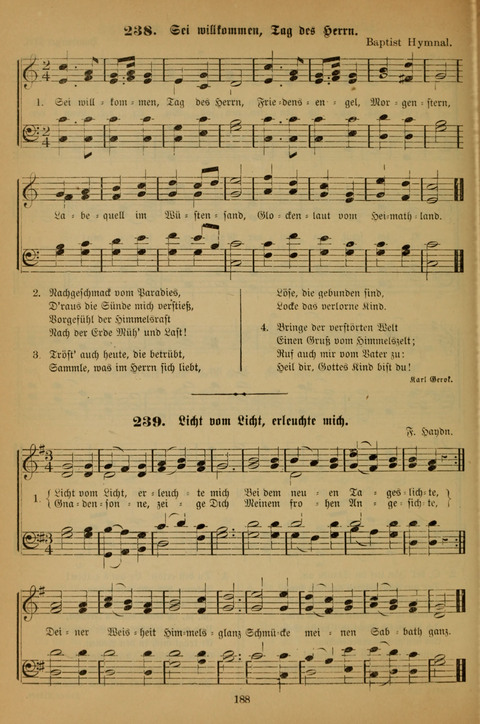 Die Glaubensharfe (With Melodies): Gesangbuch der deutschen Baptisten-Gemeinden. Herausgegeben auf Beschluß der Bundeskonferenz der Deutchen Baptisten-Gemeinden von America (2. ed) page 188