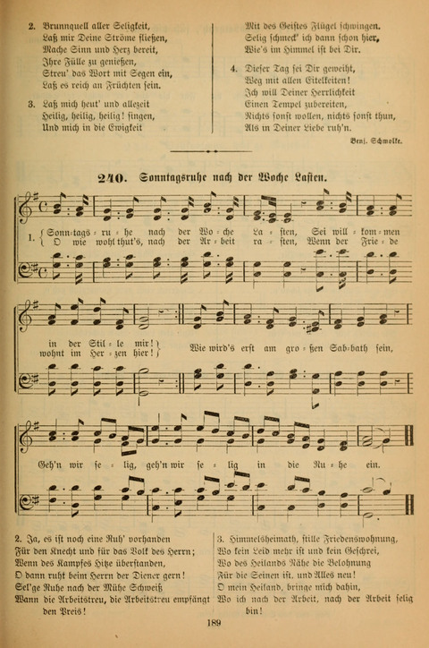 Die Glaubensharfe (With Melodies): Gesangbuch der deutschen Baptisten-Gemeinden. Herausgegeben auf Beschluß der Bundeskonferenz der Deutchen Baptisten-Gemeinden von America (2. ed) page 189