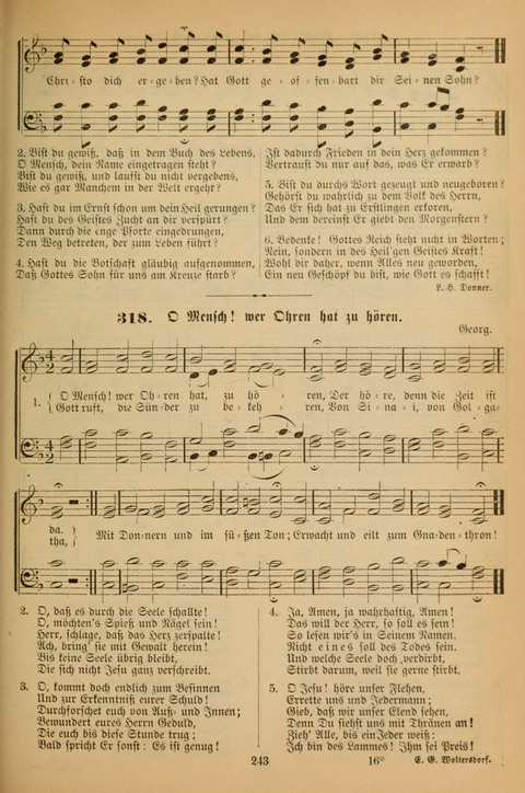 Die Glaubensharfe (With Melodies): Gesangbuch der deutschen Baptisten-Gemeinden. Herausgegeben auf Beschluß der Bundeskonferenz der Deutchen Baptisten-Gemeinden von America (2. ed) page 243