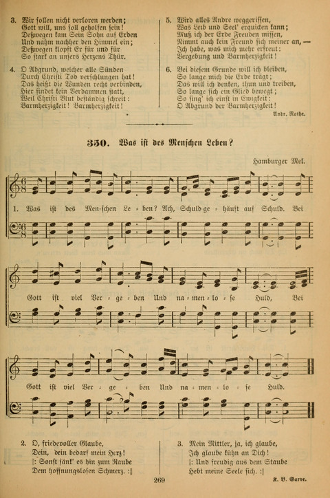 Die Glaubensharfe (With Melodies): Gesangbuch der deutschen Baptisten-Gemeinden. Herausgegeben auf Beschluß der Bundeskonferenz der Deutchen Baptisten-Gemeinden von America (2. ed) page 269