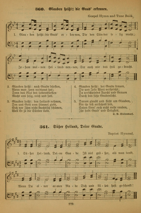 Die Glaubensharfe (With Melodies): Gesangbuch der deutschen Baptisten-Gemeinden. Herausgegeben auf Beschluß der Bundeskonferenz der Deutchen Baptisten-Gemeinden von America (2. ed) page 278