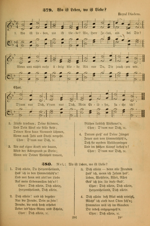 Die Glaubensharfe (With Melodies): Gesangbuch der deutschen Baptisten-Gemeinden. Herausgegeben auf Beschluß der Bundeskonferenz der Deutchen Baptisten-Gemeinden von America (2. ed) page 291