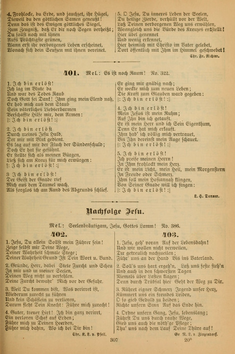 Die Glaubensharfe (With Melodies): Gesangbuch der deutschen Baptisten-Gemeinden. Herausgegeben auf Beschluß der Bundeskonferenz der Deutchen Baptisten-Gemeinden von America (2. ed) page 307