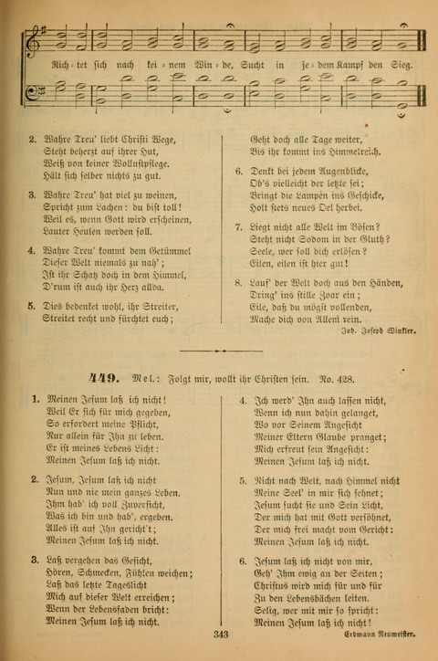 Die Glaubensharfe (With Melodies): Gesangbuch der deutschen Baptisten-Gemeinden. Herausgegeben auf Beschluß der Bundeskonferenz der Deutchen Baptisten-Gemeinden von America (2. ed) page 343