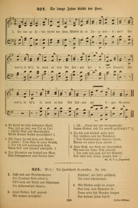 Die Glaubensharfe (With Melodies): Gesangbuch der deutschen Baptisten-Gemeinden. Herausgegeben auf Beschluß der Bundeskonferenz der Deutchen Baptisten-Gemeinden von America (2. ed) page 399