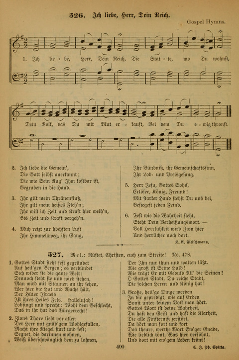 Die Glaubensharfe (With Melodies): Gesangbuch der deutschen Baptisten-Gemeinden. Herausgegeben auf Beschluß der Bundeskonferenz der Deutchen Baptisten-Gemeinden von America (2. ed) page 400