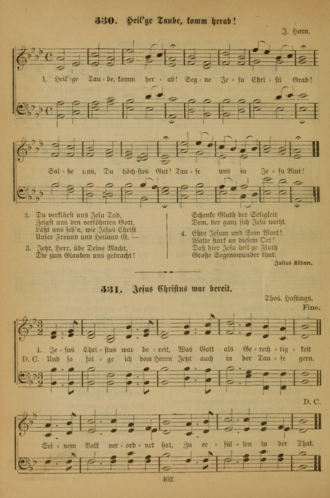 Die Glaubensharfe (With Melodies): Gesangbuch der deutschen Baptisten-Gemeinden. Herausgegeben auf Beschluß der Bundeskonferenz der Deutchen Baptisten-Gemeinden von America (2. ed) page 402