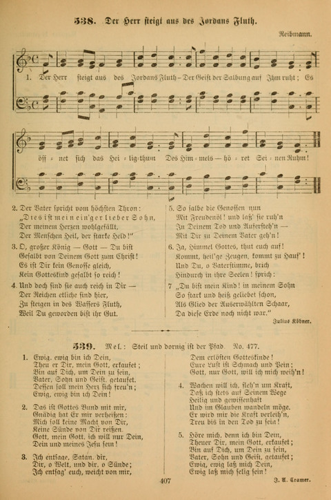 Die Glaubensharfe (With Melodies): Gesangbuch der deutschen Baptisten-Gemeinden. Herausgegeben auf Beschluß der Bundeskonferenz der Deutchen Baptisten-Gemeinden von America (2. ed) page 407