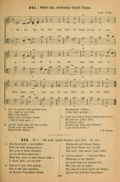 Die Glaubensharfe (With Melodies): Gesangbuch der deutschen Baptisten-Gemeinden. Herausgegeben auf Beschluß der Bundeskonferenz der Deutchen Baptisten-Gemeinden von America (2. ed) page 409