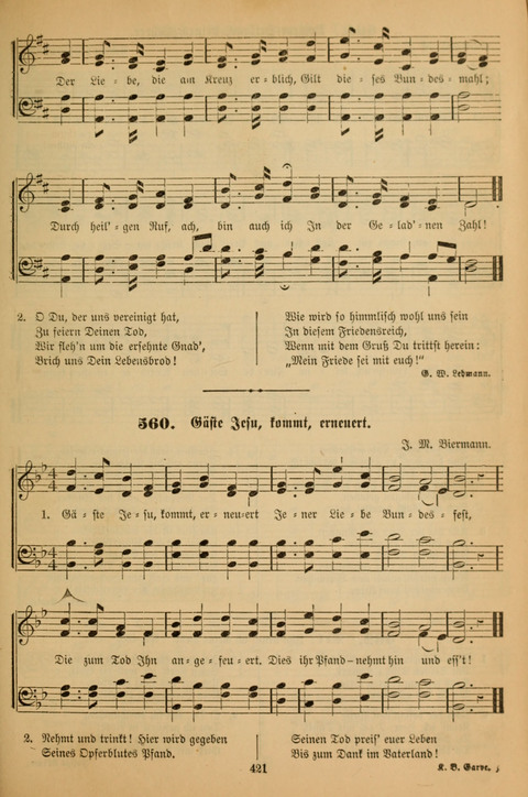 Die Glaubensharfe (With Melodies): Gesangbuch der deutschen Baptisten-Gemeinden. Herausgegeben auf Beschluß der Bundeskonferenz der Deutchen Baptisten-Gemeinden von America (2. ed) page 421