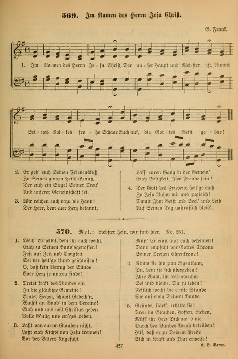 Die Glaubensharfe (With Melodies): Gesangbuch der deutschen Baptisten-Gemeinden. Herausgegeben auf Beschluß der Bundeskonferenz der Deutchen Baptisten-Gemeinden von America (2. ed) page 427