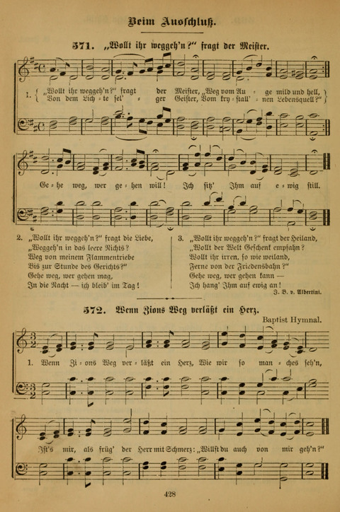 Die Glaubensharfe (With Melodies): Gesangbuch der deutschen Baptisten-Gemeinden. Herausgegeben auf Beschluß der Bundeskonferenz der Deutchen Baptisten-Gemeinden von America (2. ed) page 428