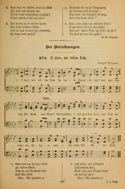 Die Glaubensharfe (With Melodies): Gesangbuch der deutschen Baptisten-Gemeinden. Herausgegeben auf Beschluß der Bundeskonferenz der Deutchen Baptisten-Gemeinden von America (2. ed) page 429