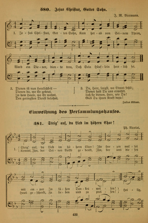 Die Glaubensharfe (With Melodies): Gesangbuch der deutschen Baptisten-Gemeinden. Herausgegeben auf Beschluß der Bundeskonferenz der Deutchen Baptisten-Gemeinden von America (2. ed) page 432