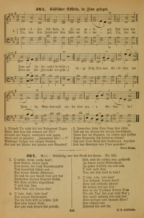 Die Glaubensharfe (With Melodies): Gesangbuch der deutschen Baptisten-Gemeinden. Herausgegeben auf Beschluß der Bundeskonferenz der Deutchen Baptisten-Gemeinden von America (2. ed) page 434