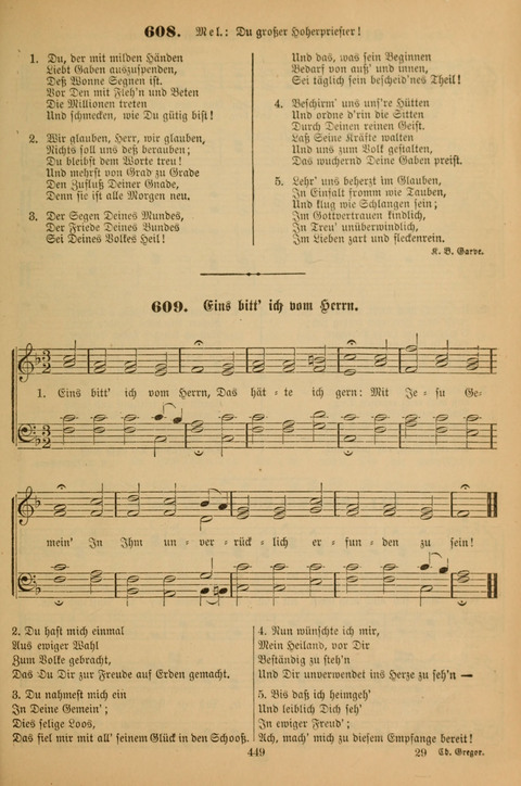 Die Glaubensharfe (With Melodies): Gesangbuch der deutschen Baptisten-Gemeinden. Herausgegeben auf Beschluß der Bundeskonferenz der Deutchen Baptisten-Gemeinden von America (2. ed) page 449