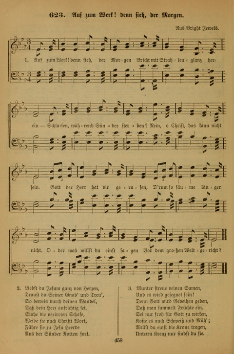 Die Glaubensharfe (With Melodies): Gesangbuch der deutschen Baptisten-Gemeinden. Herausgegeben auf Beschluß der Bundeskonferenz der Deutchen Baptisten-Gemeinden von America (2. ed) page 458