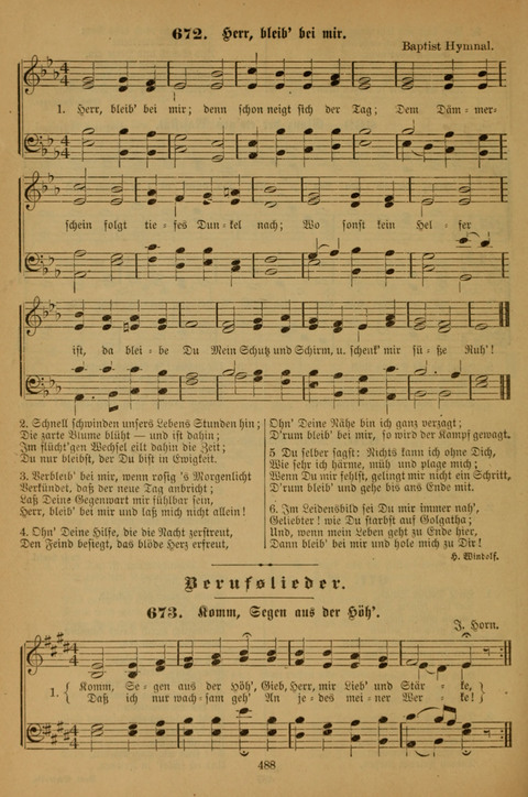 Die Glaubensharfe (With Melodies): Gesangbuch der deutschen Baptisten-Gemeinden. Herausgegeben auf Beschluß der Bundeskonferenz der Deutchen Baptisten-Gemeinden von America (2. ed) page 488