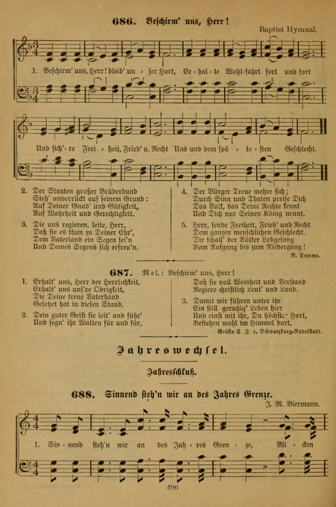 Die Glaubensharfe (With Melodies): Gesangbuch der deutschen Baptisten-Gemeinden. Herausgegeben auf Beschluß der Bundeskonferenz der Deutchen Baptisten-Gemeinden von America (2. ed) page 496