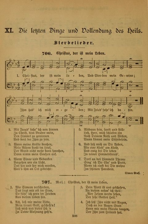 Die Glaubensharfe (With Melodies): Gesangbuch der deutschen Baptisten-Gemeinden. Herausgegeben auf Beschluß der Bundeskonferenz der Deutchen Baptisten-Gemeinden von America (2. ed) page 508