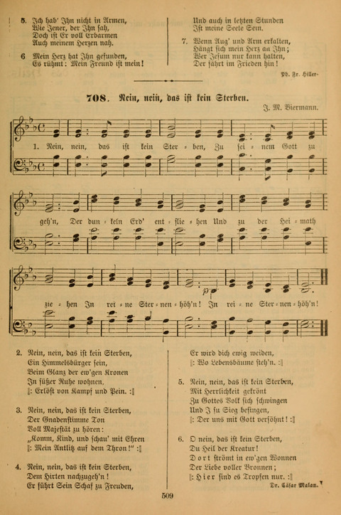 Die Glaubensharfe (With Melodies): Gesangbuch der deutschen Baptisten-Gemeinden. Herausgegeben auf Beschluß der Bundeskonferenz der Deutchen Baptisten-Gemeinden von America (2. ed) page 509