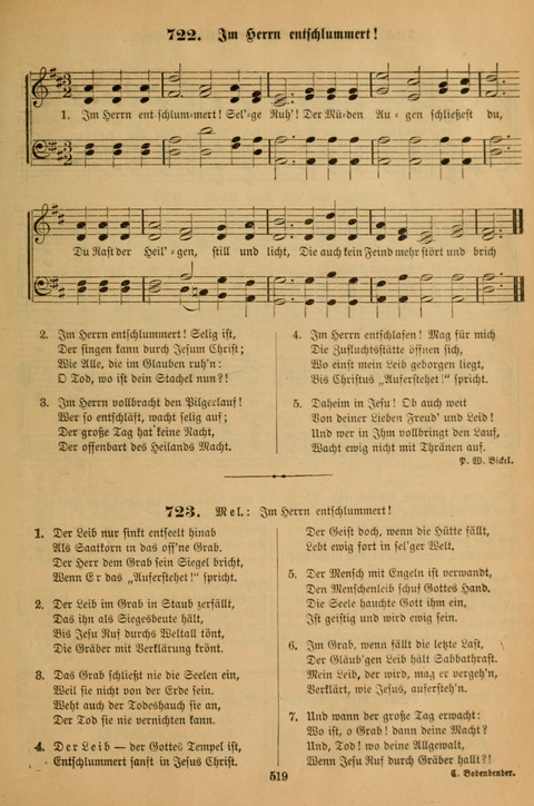 Die Glaubensharfe (With Melodies): Gesangbuch der deutschen Baptisten-Gemeinden. Herausgegeben auf Beschluß der Bundeskonferenz der Deutchen Baptisten-Gemeinden von America (2. ed) page 519