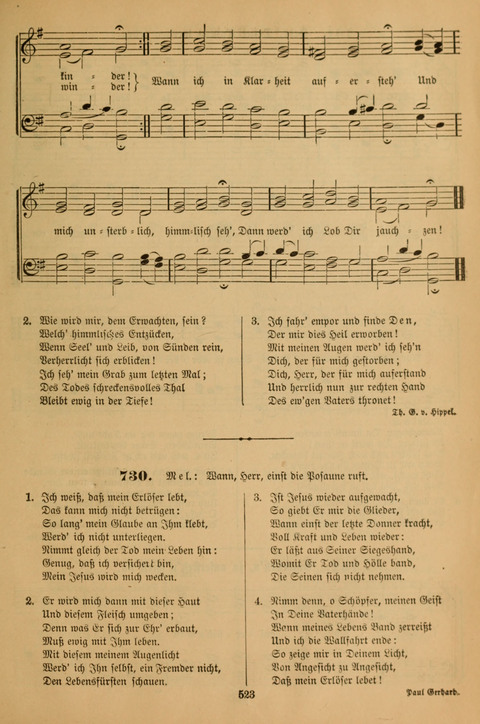 Die Glaubensharfe (With Melodies): Gesangbuch der deutschen Baptisten-Gemeinden. Herausgegeben auf Beschluß der Bundeskonferenz der Deutchen Baptisten-Gemeinden von America (2. ed) page 523