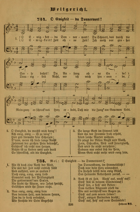 Die Glaubensharfe (With Melodies): Gesangbuch der deutschen Baptisten-Gemeinden. Herausgegeben auf Beschluß der Bundeskonferenz der Deutchen Baptisten-Gemeinden von America (2. ed) page 526