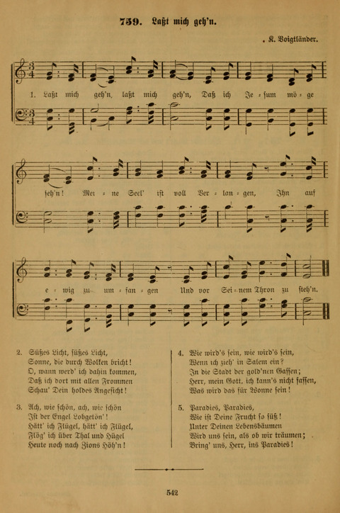 Die Glaubensharfe (With Melodies): Gesangbuch der deutschen Baptisten-Gemeinden. Herausgegeben auf Beschluß der Bundeskonferenz der Deutchen Baptisten-Gemeinden von America (2. ed) page 542