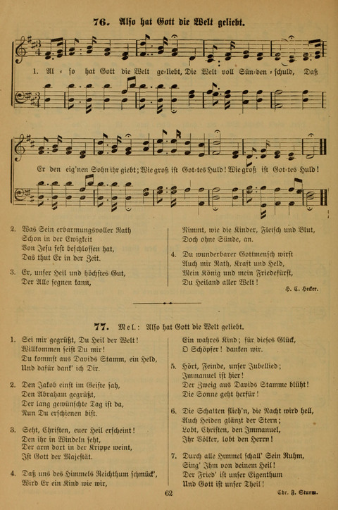 Die Glaubensharfe (With Melodies): Gesangbuch der deutschen Baptisten-Gemeinden. Herausgegeben auf Beschluß der Bundeskonferenz der Deutchen Baptisten-Gemeinden von America (2. ed) page 62