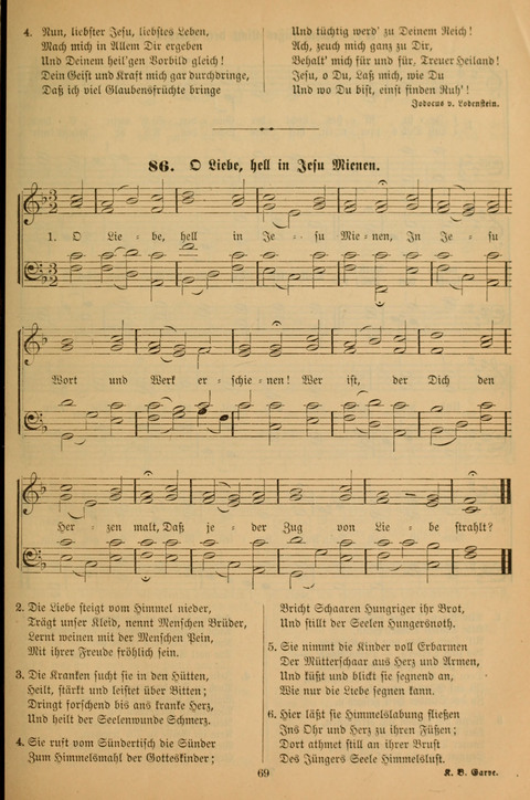 Die Glaubensharfe (With Melodies): Gesangbuch der deutschen Baptisten-Gemeinden. Herausgegeben auf Beschluß der Bundeskonferenz der Deutchen Baptisten-Gemeinden von America (2. ed) page 69