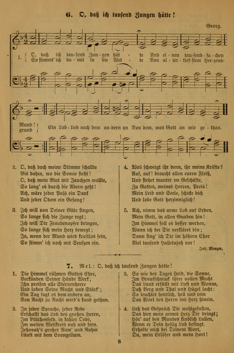 Die Glaubensharfe (With Melodies): Gesangbuch der deutschen Baptisten-Gemeinden. Herausgegeben auf Beschluß der Bundeskonferenz der Deutchen Baptisten-Gemeinden von America (2. ed) page 8