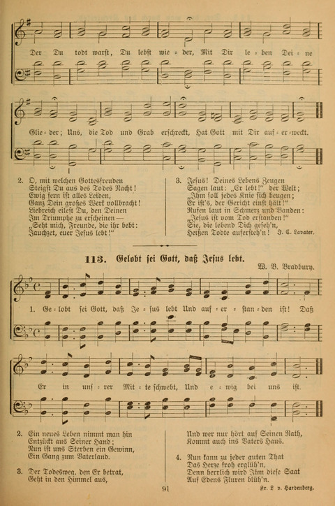 Die Glaubensharfe (With Melodies): Gesangbuch der deutschen Baptisten-Gemeinden. Herausgegeben auf Beschluß der Bundeskonferenz der Deutchen Baptisten-Gemeinden von America (2. ed) page 91