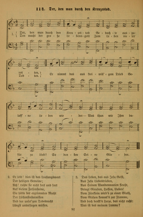 Die Glaubensharfe (With Melodies): Gesangbuch der deutschen Baptisten-Gemeinden. Herausgegeben auf Beschluß der Bundeskonferenz der Deutchen Baptisten-Gemeinden von America (2. ed) page 92