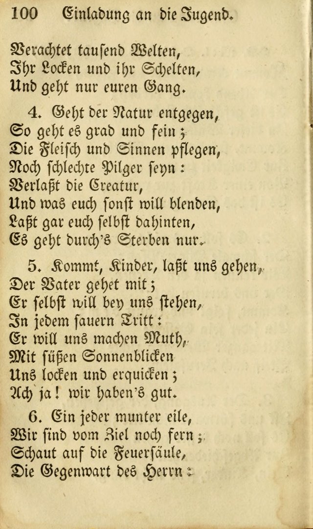 Die Gemeinschaftliche Liedersammlung: zum allgemeinen Gebrauch des wahren Gottesdienstes: mit einem inhalt sammt zwensachen register versehen (3 aufl.) page 100