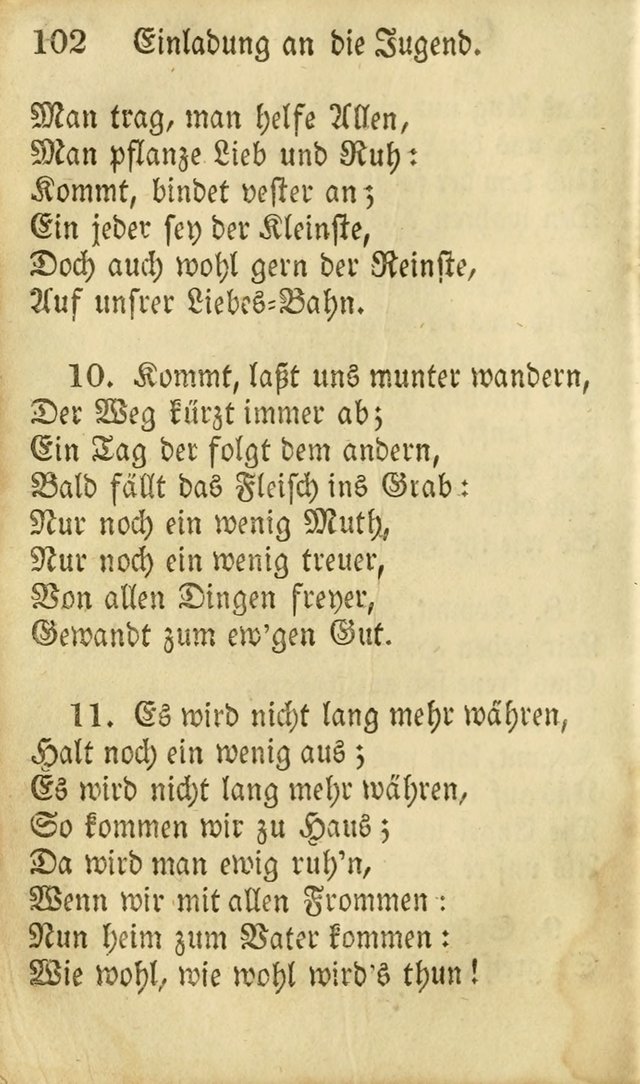 Die Gemeinschaftliche Liedersammlung: zum allgemeinen Gebrauch des wahren Gottesdienstes: mit einem inhalt sammt zwensachen register versehen (3 aufl.) page 102