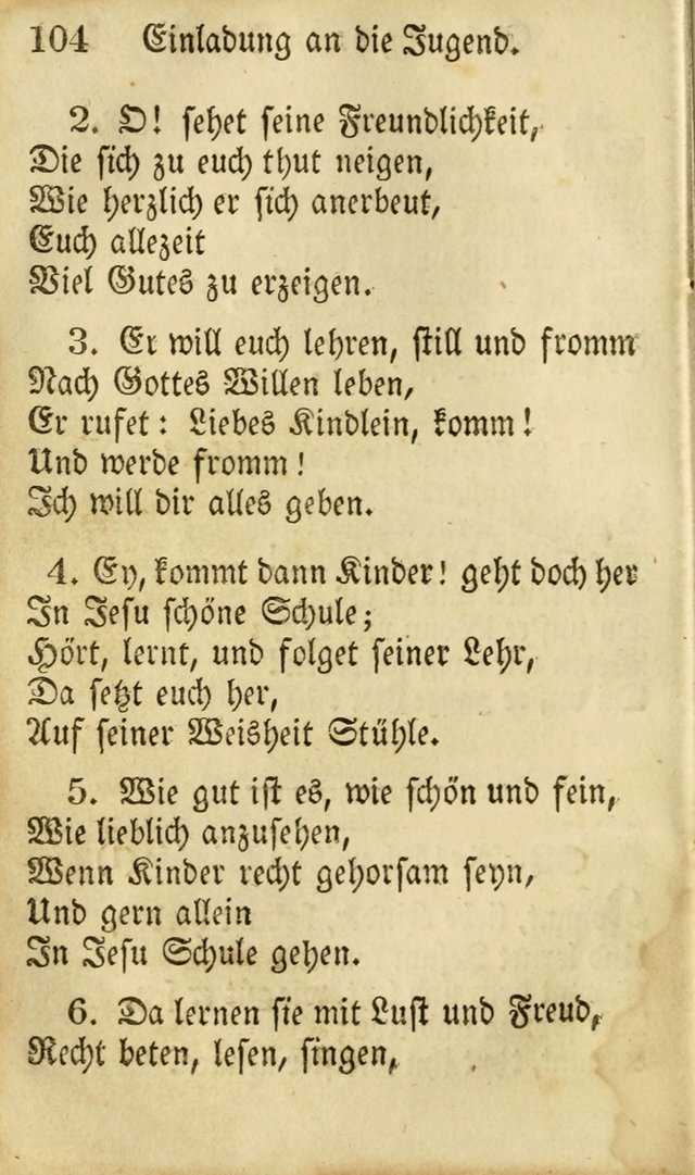 Die Gemeinschaftliche Liedersammlung: zum allgemeinen Gebrauch des wahren Gottesdienstes: mit einem inhalt sammt zwensachen register versehen (3 aufl.) page 104