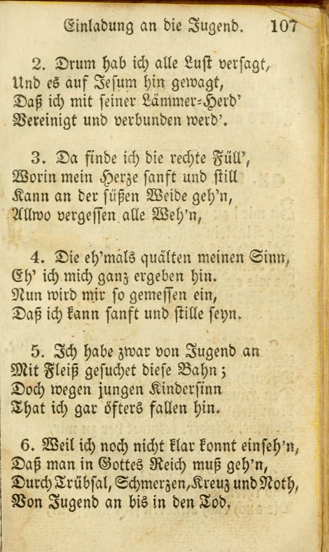 Die Gemeinschaftliche Liedersammlung: zum allgemeinen Gebrauch des wahren Gottesdienstes: mit einem inhalt sammt zwensachen register versehen (3 aufl.) page 107