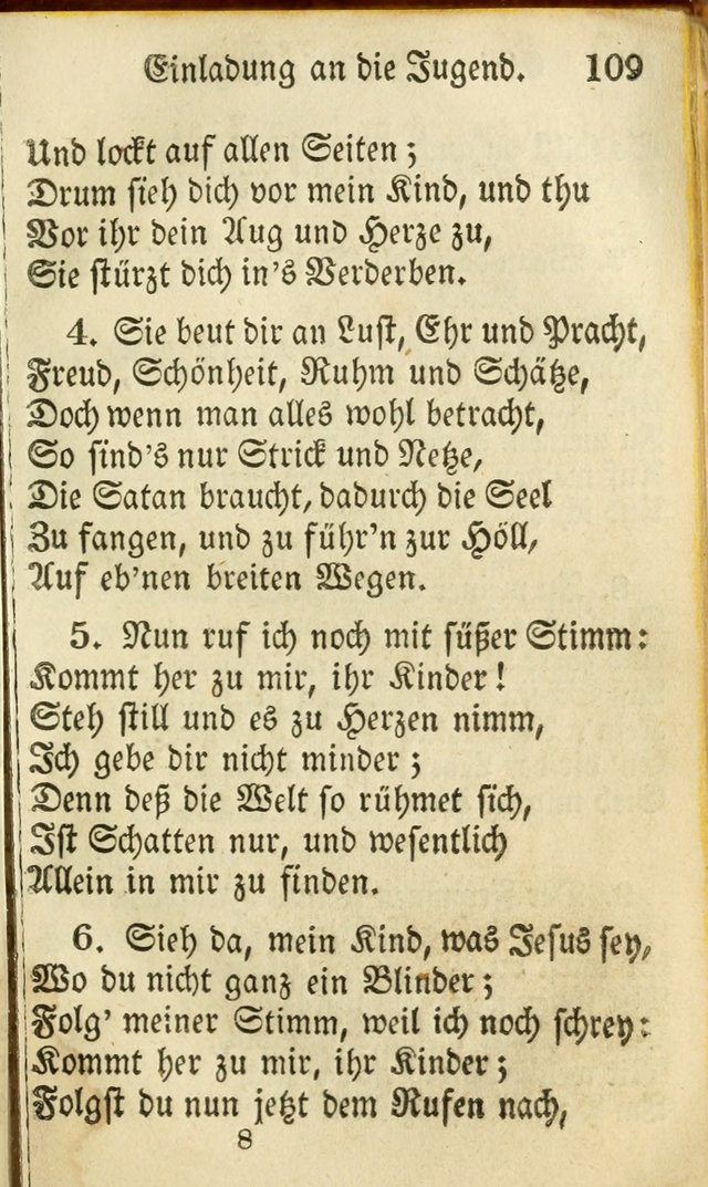 Die Gemeinschaftliche Liedersammlung: zum allgemeinen Gebrauch des wahren Gottesdienstes: mit einem inhalt sammt zwensachen register versehen (3 aufl.) page 109