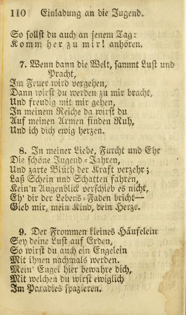 Die Gemeinschaftliche Liedersammlung: zum allgemeinen Gebrauch des wahren Gottesdienstes: mit einem inhalt sammt zwensachen register versehen (3 aufl.) page 110