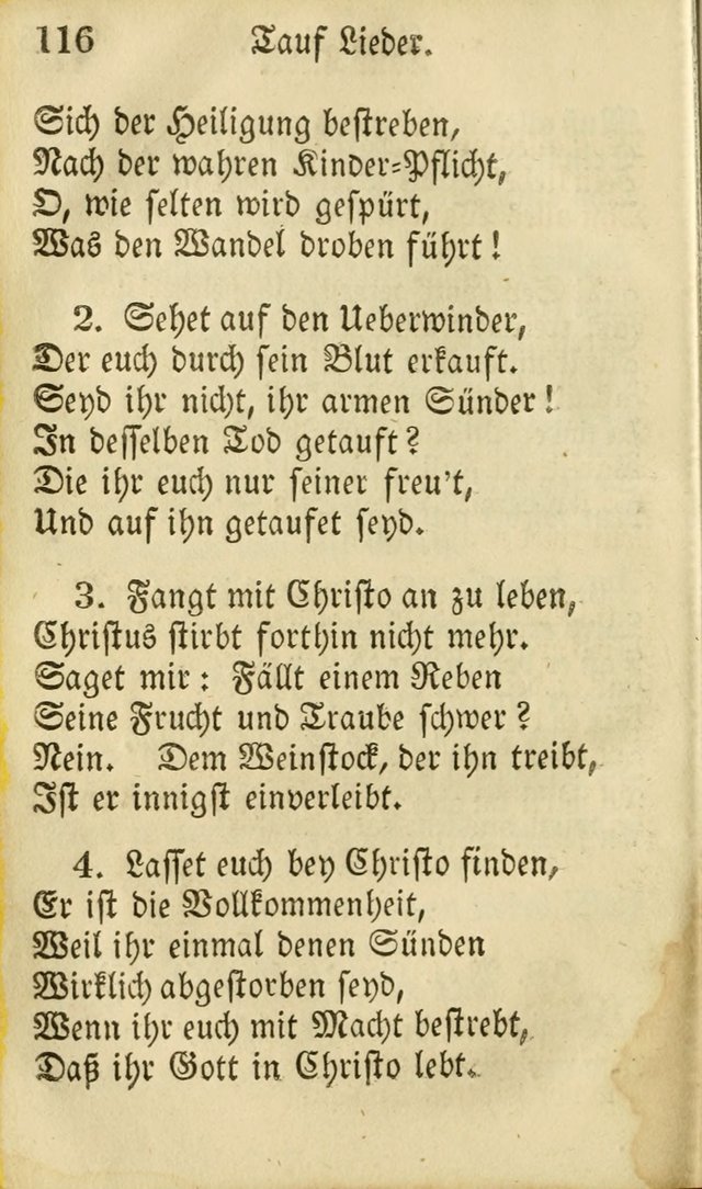 Die Gemeinschaftliche Liedersammlung: zum allgemeinen Gebrauch des wahren Gottesdienstes: mit einem inhalt sammt zwensachen register versehen (3 aufl.) page 116